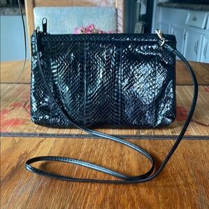 Morgan Taylor Elegant Black Snakeskin Crossbody Bag